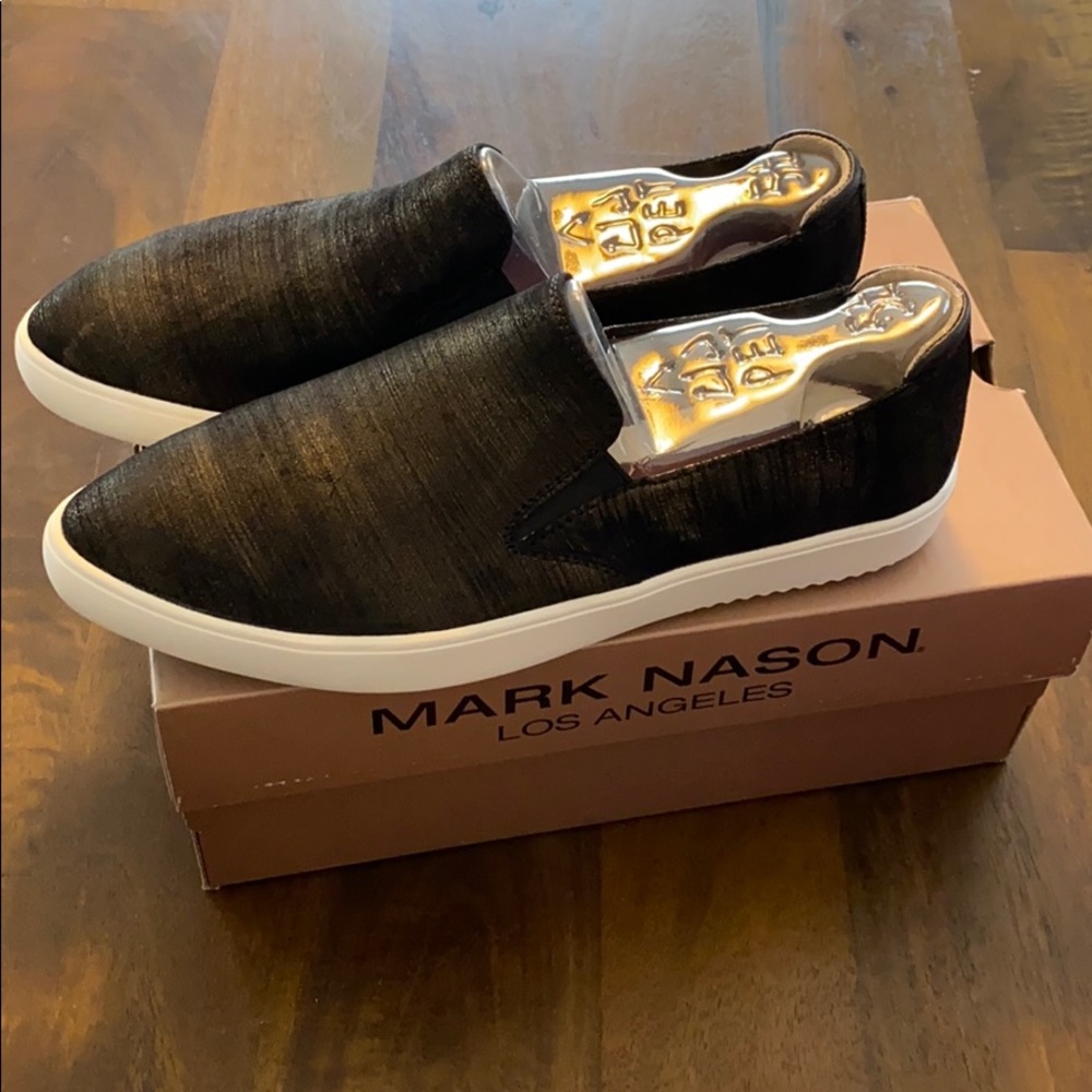 NIB! Mark Nason Black/Gold Slip On